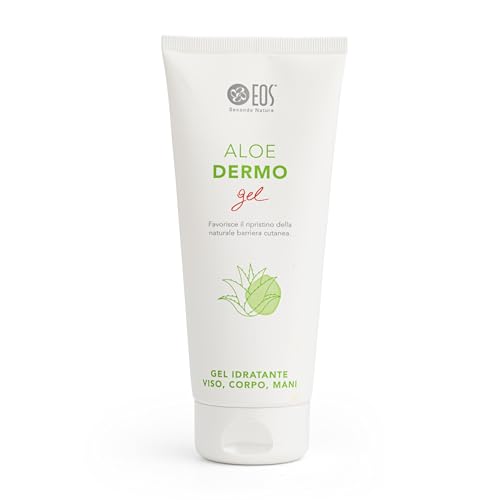EOS NATURA Aloe Dermo Gel – Gel di Aloe Vera Idratante e Lenitivo – Viso, Corpo, Mani – Favorisce il Ripristino della Barriera Cutanea - Potenziato con Vitamina B3 e Pro-Vitamina B5 – 200 ml