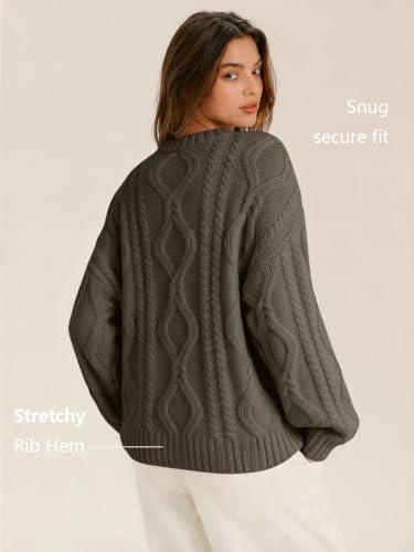 Image of Trendy Queen Women's Oversized Cable Knit Sweaters 2026 Fall Outfits | Quiet Luxury Style, Chunky Knit Texture, Winter Holiday Outfit, Easy Layering Piece, Fall Fashion Staple