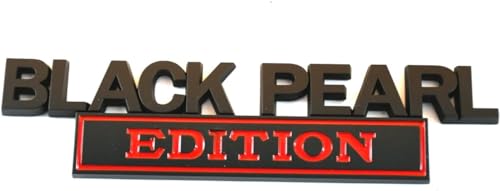 Image of Pirate Plus Black Pearl Edition Trunk Side Rear Front Hood Door Emblem Decal 3D Letter Badge Sticker (Black Red)