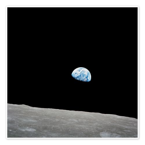 La Terre vue depuis la Lune Poster de NASA 30 x 30 cm Noir Tableaux Décoration murale