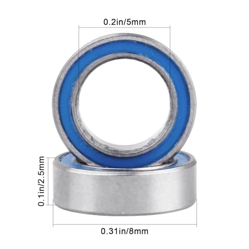 Image of 10pcs MR85-2RS Ball Bearings - Miniature Deep Groove Ball Bearing Double Blue Rubber Sealed Chrome Steel for RC Cars /Planes /Drone /Robotics and Small Electric Motors(5x8x2.5mm)