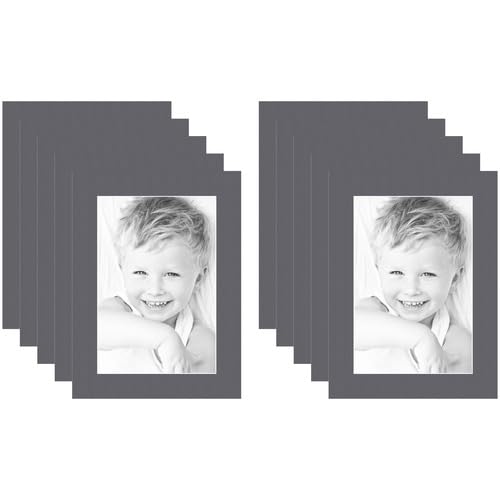 8x12 Granite/Mountain Grey Custom Mat for Picture Frame with 4x8 Opening Size (Mat Only, Frame NOT Included) - 10 Pack