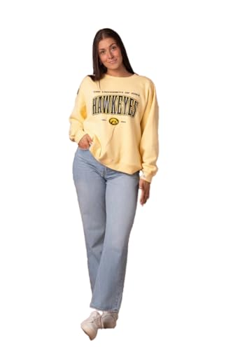 Fan Girl Iowa Hawkeyes Vintage Collegiate Oversized Crewneck Sweatshirt, UIowa Women’s Apparel, Butter Yellow, Sizes S-3XL2