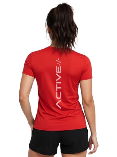 Image of 3Colors Women's Active Dry Fit Sports Active T-Shirt | Quick Dry Gym Workout Tee | Athletic Running Training Top-Active Signal