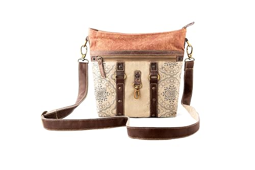 3B Upcycled canvas shoulder bag for women crossbody purses, Leather purse Travel bag, Side Handbag weekend Hobo bag- 2 Straps