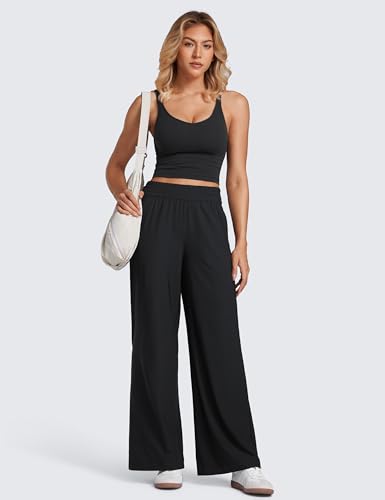 CRZ YOGA Lightweight Drapey Wide Leg Pants for Women 30" Flowy High Waisted Casual Lounge Travel Work Loose Fit Summer3