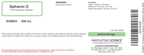 aldon innovating science 1 aqueous safranin o solution 500ml - the curated chemical collection