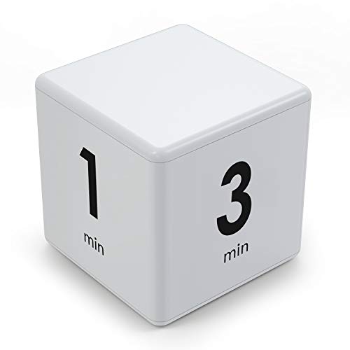 Pretmess Cube Timer, Preset Timer Kitchen Timer Child Timer Exercise Timer Gravity Sensor flip Timer for Time Management and Countdown Settings (1-3-5-10 Minutes, White)