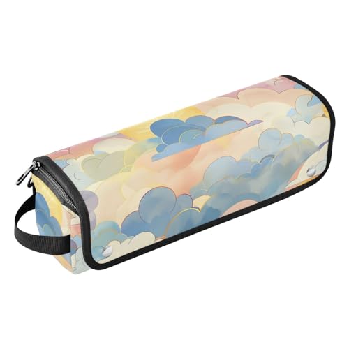 Organizador portátil para herramientas de peinado con diseño de nubes pastel, incluye tapete resistente al calor para plancha alisadora, rizador y otras herramientas miniatura 1