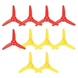 QUARKZMAN 2mm DC Motor Propeller, 80mm Lüfterförmiger 3-Blatt Kunststoff Propeller Für DIY Modellflugzeug Wissenschaftliche Bildung Spielzeug Motor RC Boot Mikro (Rot Gelb, Packung Mit 10)