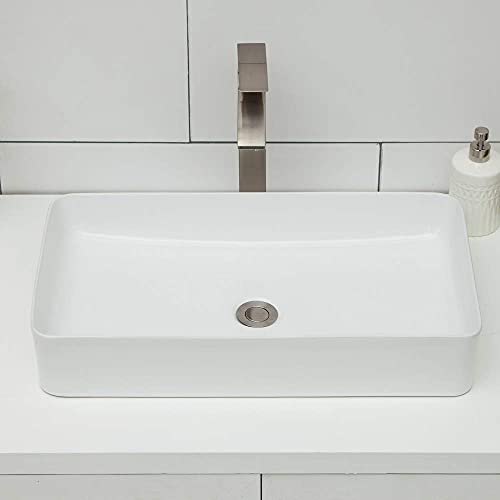 White Vessel Sink - Logmey 24" X 14" Rectangular Ceramic Above Counter Bathroom Vanity Sink Art Basin #TOP1