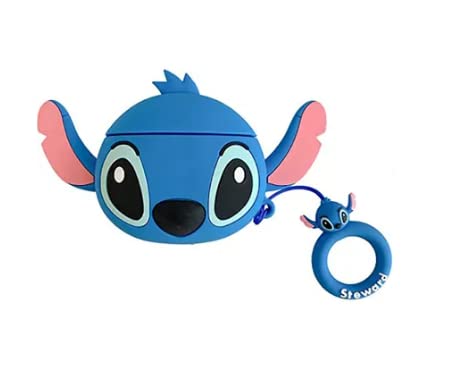 YONK AirPods Pro Case Soft Silicone Shockproof Cover for Apple Airpods Pro, New 3D Cute Cartoon Creative Fun Case Skin with Keychain Design for AirPods Pro Charging Case 2019 ((Stitch))