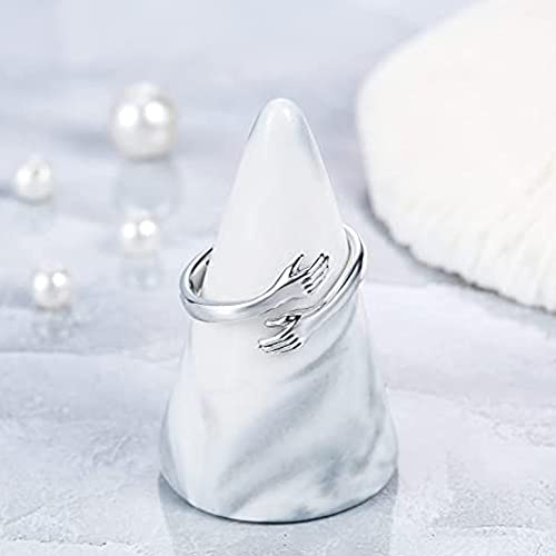 Image of University Trendz Always With You Silver Stainless Steel Hug Ring - Adjustable Band Jewelry Gift for Women, Teen, Girls