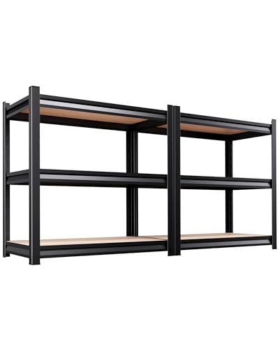 Image of 2-Pack 3-Tier Heavy Duty Garage Shelving Set for Home Storage & Organization, Adjustable Metal Utility Rack for Garage, Pantry, Kitchen, Closet & Household Essentials, 33.5 inchH x 35.4 inchW x 15.7 inchD