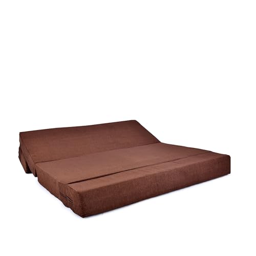 Image of Three Seater Sofa Cum Bed 5x6 Ft with Soft Foam Cushioning, Comfortable Foldable Sofa Bed for Living Room, Bedroom, Guest Room & Office(Brown)