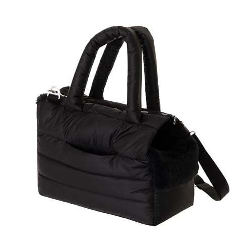 PillowPrim Hundetasche, Welpentasche - Tragetasche für kleinen und mittleren Hund, Katze - S - bis 5 kg, Tasche für unterwegs, Hundetrage mit Karabiner, Dog Carrier, Transporttasche, schwarz