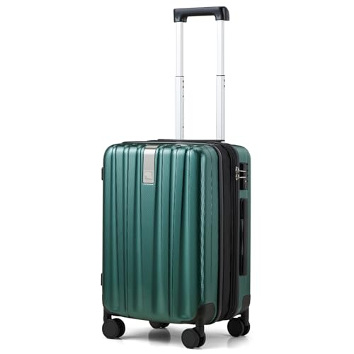 Image of Hanke 20 Inch Expandable Carry on Luggage 22x14x9 Airline Approved Lightweight PC Hard Shell Suitcases with Wheels Travel Luggage Rolling Suitcase Travel Luggage Bag for Weekender(Blackish Green)