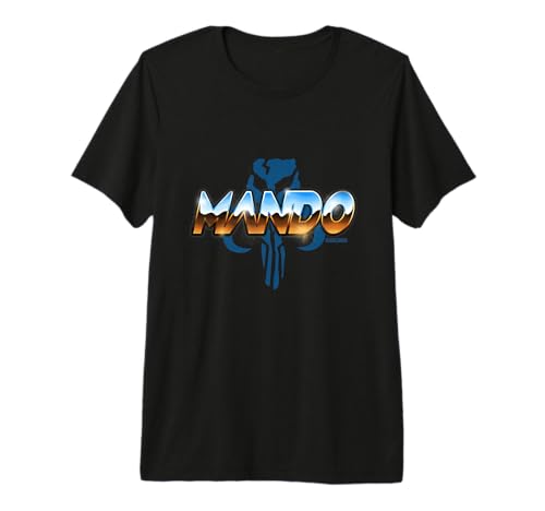 T-shirt Star Wars Mando Chrome Logo haut de gamme pour homme en coton noir