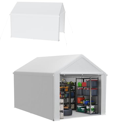 Froadp Lagerzelt 3x4 m – Gerätezelt, Gerätehaus & Zeltgarage in einem – wetterfester Unterstand mit robuster PE-Plane & Stahlrahmen, ideal für Werkzeuge, Paletten, Garten & Baustelle (Weiß)