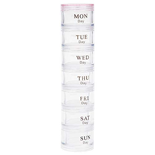DzVR 7 Day Pill Organizer Case Tower Weekly Stackable Pill Storage