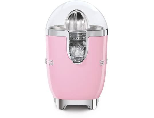 SmegElectric Citrus Juicer CJF11PKEU Drip Proof Spout and Universal Cone, Non-Slip Feet, Stainless Steel Filter Strainer and Press Cone, 70W, Rose