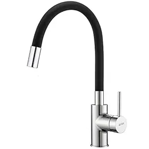 ALTON LEO12195 Brass, Single Lever Sink Mixer with Flexible Swivel Spout, Black & Chrome Finish