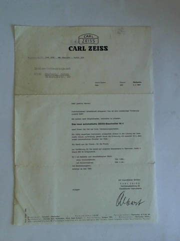 Angebot für das neue automatische Zeiss-Baunivellier Ni 4 an das Landes-Vermessungsmat Baden