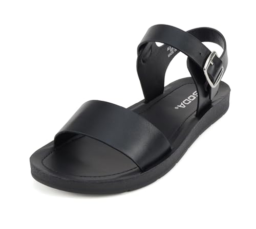 Image of Soda PLENTY ~ Women's Strappy Ankle Wrap Buckle Fashion Flat Sandals | Casual Sandals