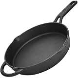 10 Inch Cast Iron Skillet, Pre-Seasoned Frying Pan with Dual Pour Spouts