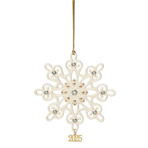 Lenox Ornament, 2025 Gemmed Snowflake Ornament, Porcelain...