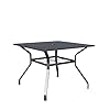 37 x 37 Patio Dining Table Outdoor Square Slated Furniture with Umbrella Hole Metal Steel FrameBlack