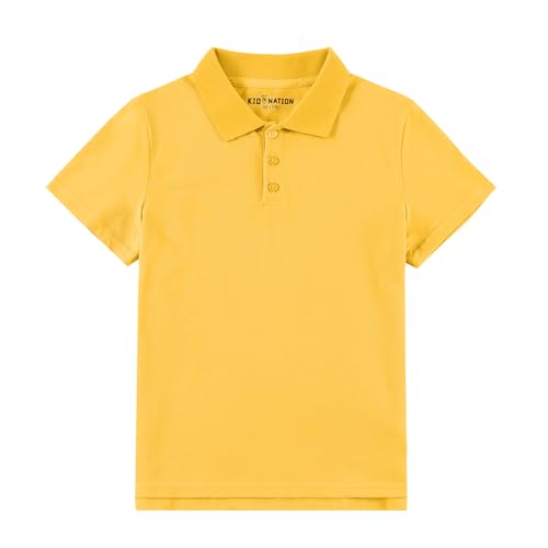 Kid Nation Boys Polo Shirts Kids School Uniform Shirts Short Sleeve Girls Collared Shirts 4-12 Years