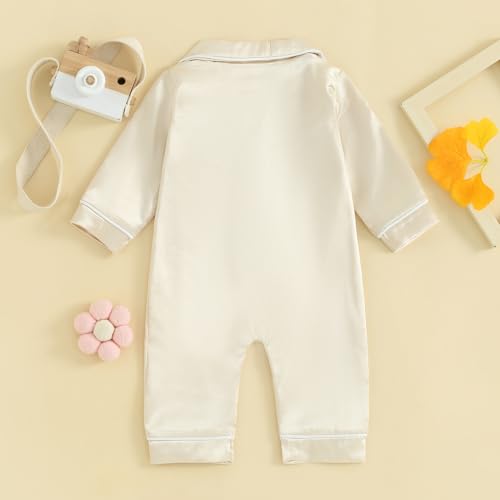 BULINGNA Infant Baby Girl Boy One Piece Pajamas Jumpsuit Long Sleeve Button Down Satin Silk Pjs Sleepwear Onesie4