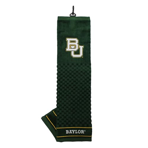 Team Golf NCAA Baylor Bears Embroidered Golf Towel Embroidered Golf Towel, Checkered Scrubber Design, Embroidered Logo