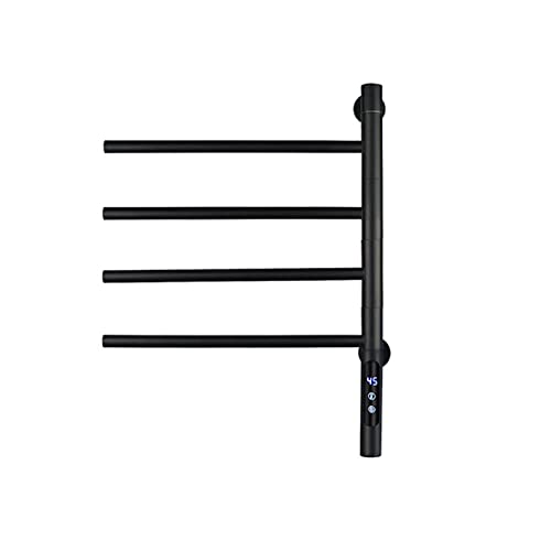 Heated Towel Rail, Digital Display Towel Warmer 68W Radiator Towel Rail with WiFi 180° Swivel Electric Towel Radiator Wall Mounted Electric Towel Rail Timer (Black)