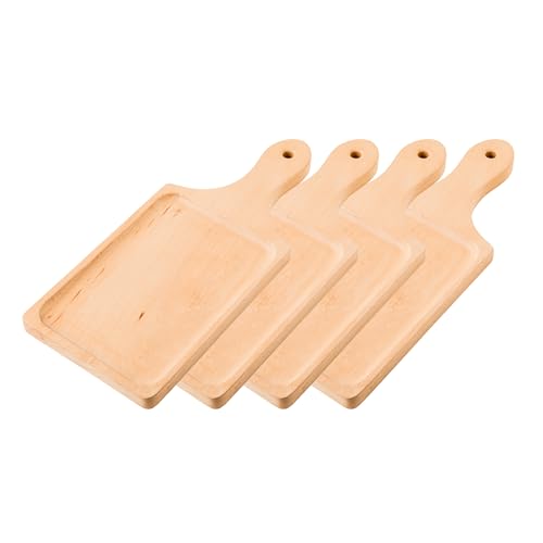 グッドプラス MOKUサービングボード S 【カッティングボード】【両面使用可】【丈夫なビーチ材】【高耐久ウレタン加工】【業務用可】【多機能木製ボード】【パン切台】【ピザ切台】【チーズトレー】【まな板】【木製トレー】【果物切板】 (4枚セット)