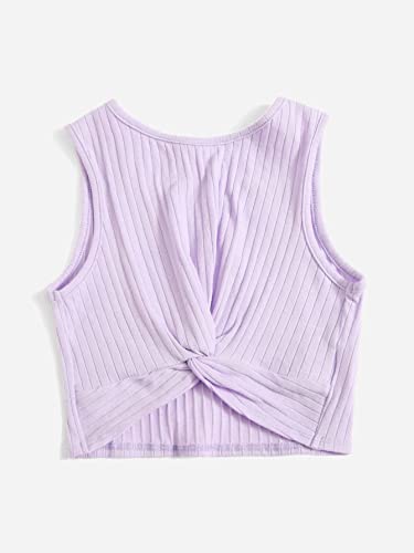 SHENHE Girl's 3 Piece Sleeveless Cropped Tank Top Twist Front Crewneck Ribbed Crop Tops3