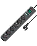 Brennenstuhl Eco-Line Steckdosenleiste 6-Fach mit Überspannungsschutz (Mehrfachsteckdose mit erhöhtem Berührungsschutz, Schalter und 1,5m Kabel) anthrazit