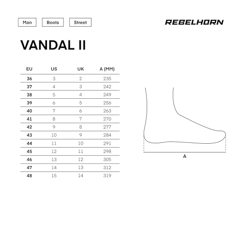 REBELHORN Vandal II Motorradstiefel Herren und Damen | Perforiertes Leder | Knöchel, Zehen und Fersenschutz | Langer Reißverschluss | Verstärkte Sohle