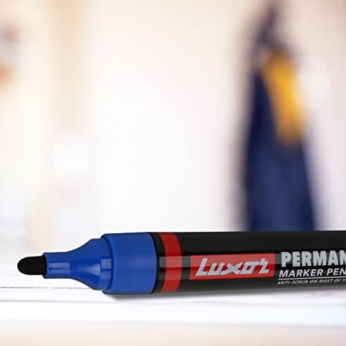 Image of Luxor Refillable Permanent Marker in Brilliant Blue, Pack of 10, Ideal for Clear and Eco-Friendly Marking