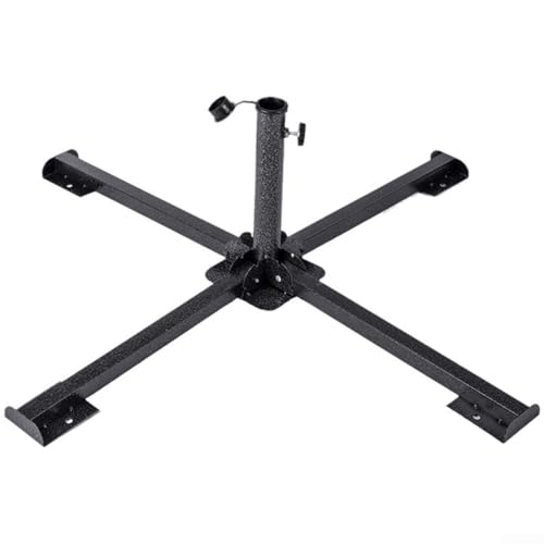 Feegow Base de support de parasol en métal portable en forme de croix pour extérieur, terrasse, jardin, plage, compatible avec poteaux de 2,5 à 4 cm de...