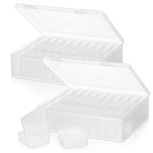 Image of Lurrose Transparent Stackable Organizer Box 60 Adjustable Compartments Plastic Storage Box with Lids 2 Outer Boxes for Beads Jewelry Office Supplies Makeup Craft Organizing