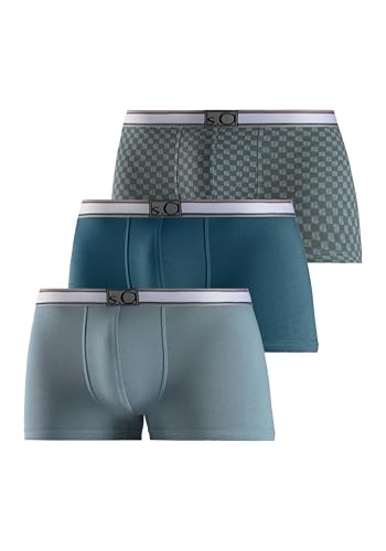 s.Oliver Herren Hipster im 3er-Pack, Oliv Mint AOP, M