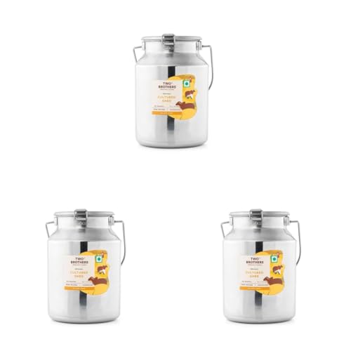 Image of Two Brothers Organic Farms Pure A2 Cultured Ghee 5L | Free-grazed Desi Gir Cows | Bilona Method | Farm-Made with Probiotics for Gut Health | India's only Certified Glyphosate-Free ghee (Pack of 3)
