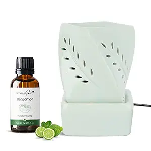 Aromahpure Sky Blue Electric Ceramic Twist Diffuser 15 ml Fragrance Oil | Scented Diffuser Bergamot Blossom | Elegant Diffuser for Home, Mandir, Office, Desk Decoratives, Gifting