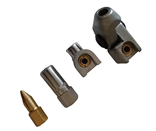 4pk Lumatic Grease Gun Connector Couplers 1/8"BSP Slide/Hex Nipples Connical & 4 Jaw Hydraulic