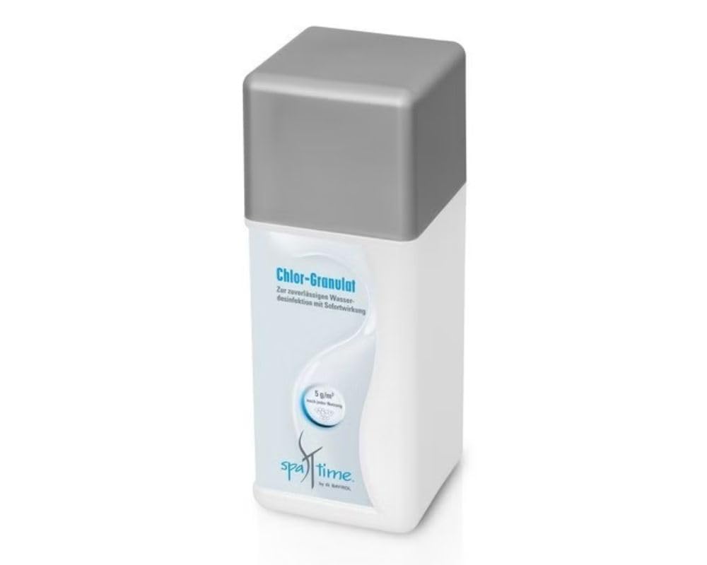 SpaTime by BAYROL - Chlor Granulat 1kg für die Dauerdesinfektion und Problembehandlung - Für klares Wasser im Whirlpool - Chlor Whirlpool Desinfektionsmittel - Reiniger