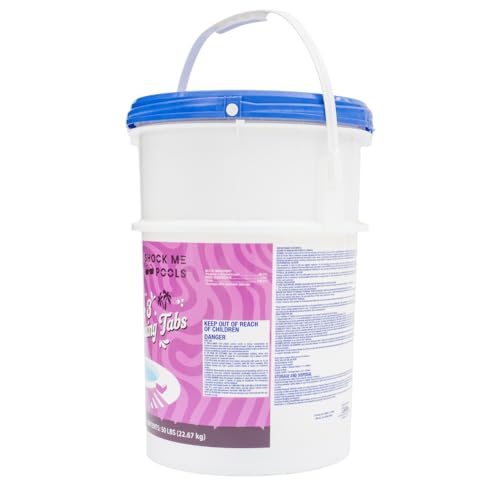 Image of Pyrock Chemical Pools 3 Inch Chlorine Tablets for Pools, 50 lb Pool Chlorine Tabs, 99% Trichlor, 90% Available Chlorine, Slow Dissolving Stabilized Chlorine Tablets for Swimming Pools, Floaters