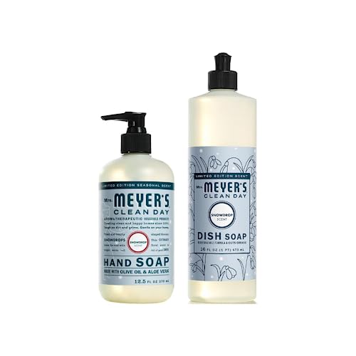 Mrs. MEYER'S CLEAN DAY Variety, 1 Liquid Hand Soap, Snow Drop, 12.5 OZ, 1 Liquid Dish Soap, Snow Drop, 16 OZ, 1 CT