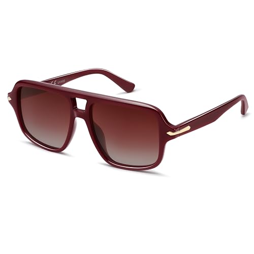 VANLINKER 2026 Trendy Retro Square Vintage Aviator Sunglasses for Women Men Shades VL9895 Red Frame Red Lens